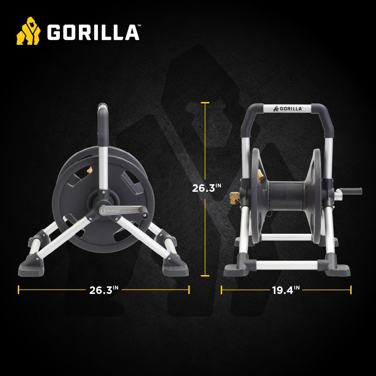 Gorilla 150’ Aluminum Zero-Rust Upright Hose Reel