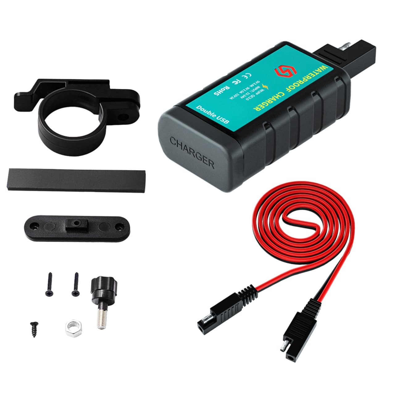 2zestawy Ładowarki Usb Do Motocykli Sae z Podwójnym Gniazdem Wodoodporna Szybkie Ładowanie Kompatybilna z Motocyklami Atv Suv Łodzią z Funkcją Miękkiego Startu
