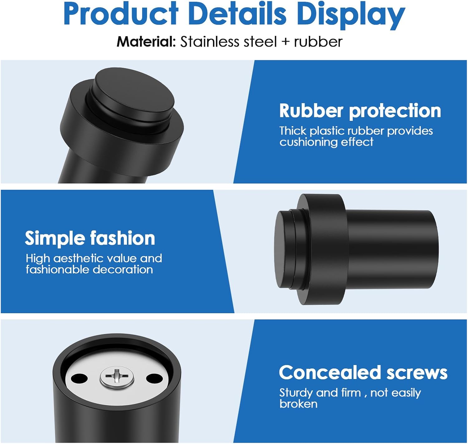 24 Pack Floor Door Stopper, Door Stoppers Wall Mount Heavy Duty, Doorstop with Rubber Rings, Modern Decorative Solid Doorstops Security Floor Mount Anchor Screw, Wall Protector for Cabinet