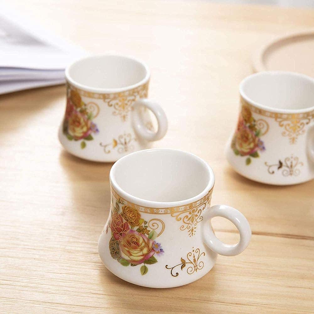 Juego de Tazas de café, Juego de té y café de Porcelana de pequeña Capacidad, Juego de 6 Tazas y platillos de cerámica, Regalo (B)