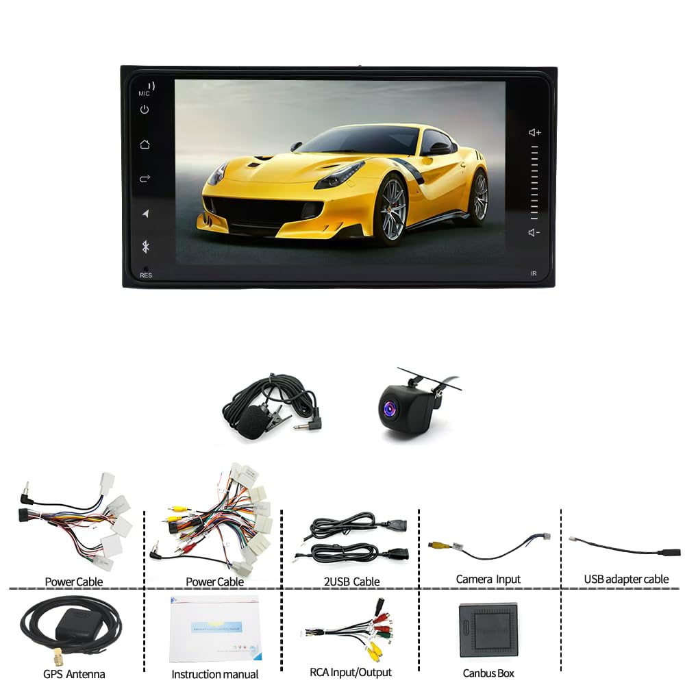 TukboTech Android 13 Car Stereo Fit for Toyota 4Runner 2003-2009 for Sequoia 2001-2007 Upgrade 7 Inch Touch Screen with Wireless Carplay Android Auto Backup Camera Mirror Link GPS SWC WiFi FM,2+32G