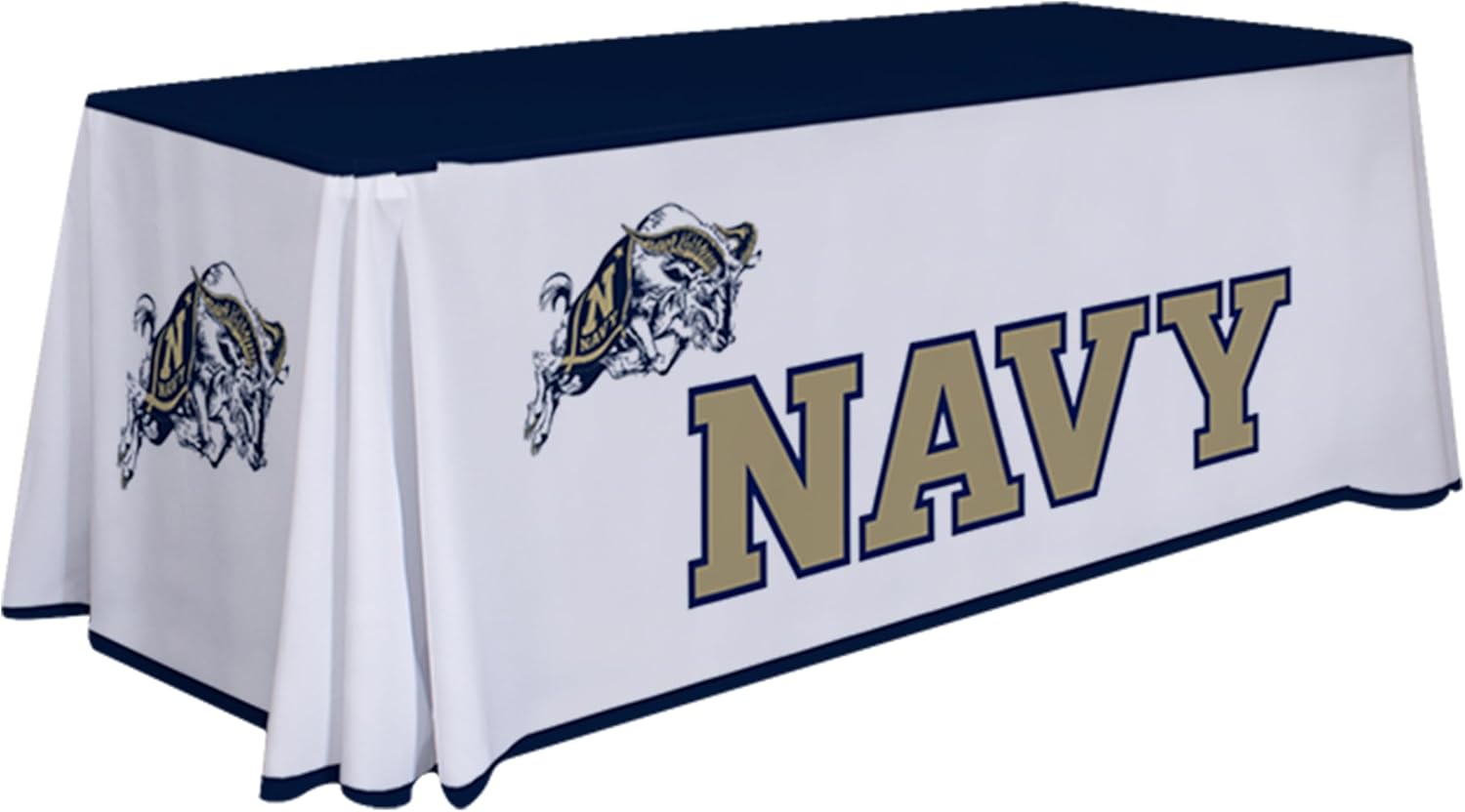 Navy Midshipmen College Sports Printed Table Throw - NCAA Licensed - Polyester - School Tablecloth (6' Draped) (Gold, Navy Blue)