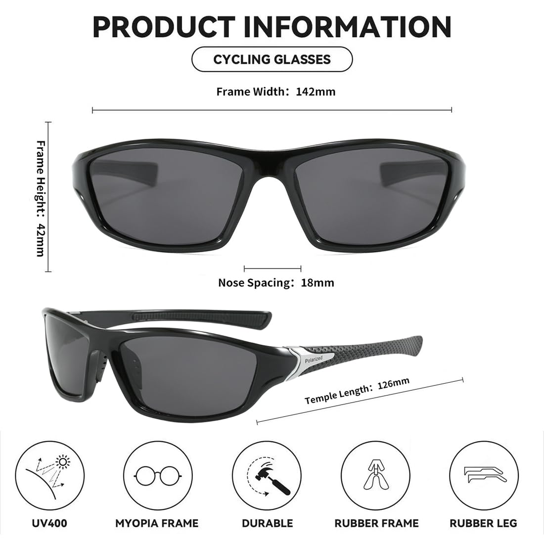 2 szt. Sportowe okulary przeciwsłoneczne dla mężczyzn, spolaryzowane, męskie sportowe okulary przeciwsłoneczne do wędkowania kolarstwa golfa ochrona Uv400 Pêche Le Vélo