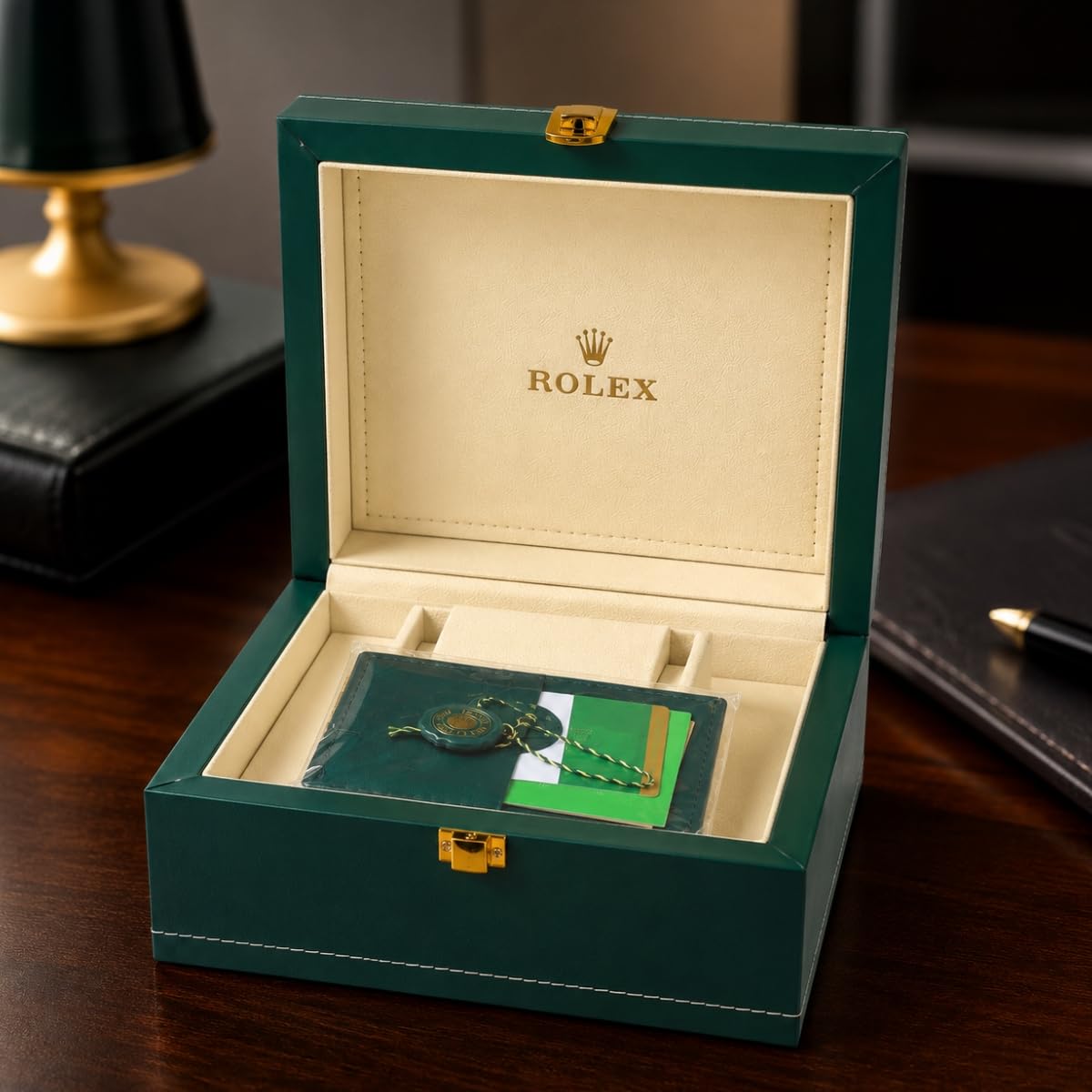 Portarrelojes de Madera Caja de Reloj Compacta con Cojín Interior con Interior Acolchado Bolsa de Transporte Incluida para Rolex Cosmograph Daytona