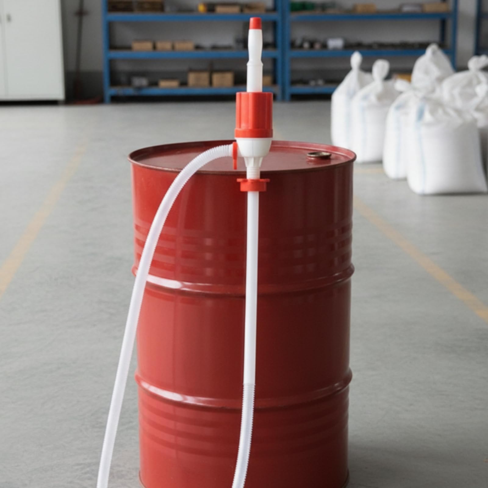 Pompa Manuale Olio Estrattore Sifone Dispenser Travaso Portatile per Svuotare Fusti E Contenitori Senza Elettricità con, Rosso 307 Grammi, Per Fusti Da 200 Litri