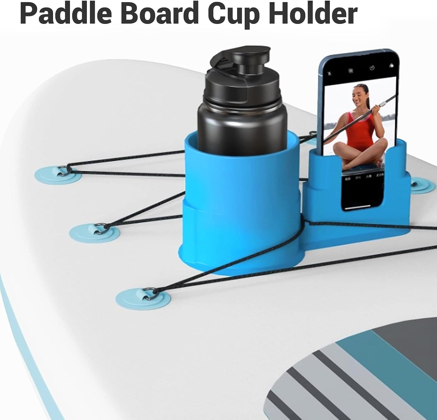 Cup Paddle Board and Kayak Drink Holder,Paddle Board Cup Holder,Paddle Board Accessories Stand Up PP Blue Long Durability Cup Phone Holder for Water Bottle Cellphone