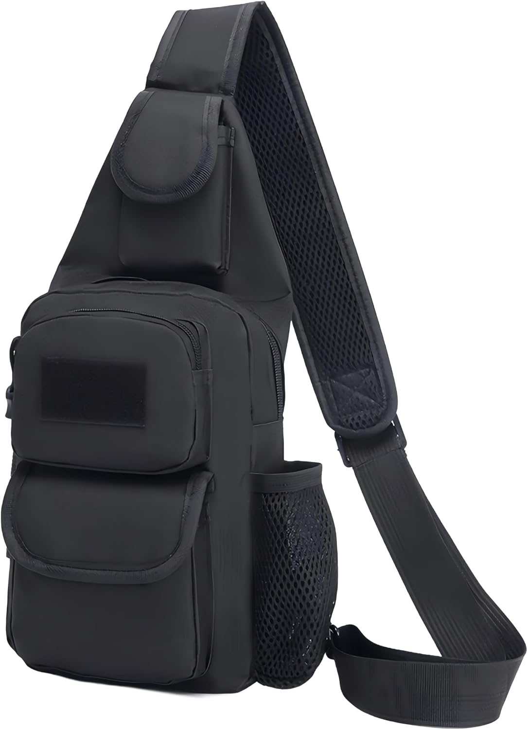 Outdoor Crossbody Waist Bag Waterproof Large Capacity Multifunctional Travel Hiking Sport Chest Sling Waist Bag, Black, Outdoor