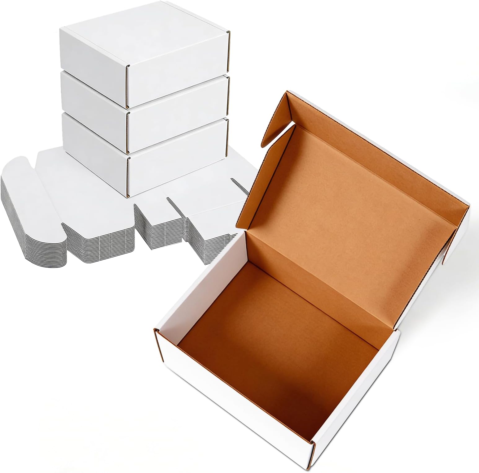 14x10x3 inches White Shipping Boxes 20 Pack，Corrugated Cardboard Gift Boxes，Mailing Boxes for Small Business Packing and Storage