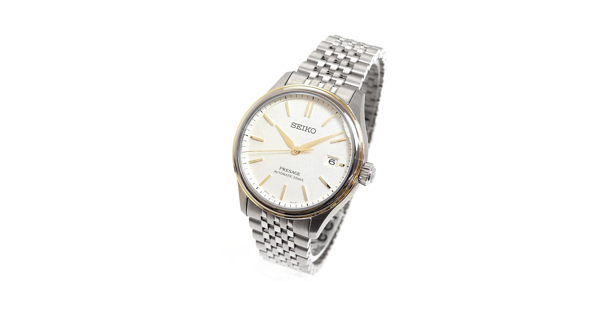 seiko 自動巻きアナログ時計 ゴールド/シルバー セイコー プレザージュ クラシックシリーズ 素色ダイヤル