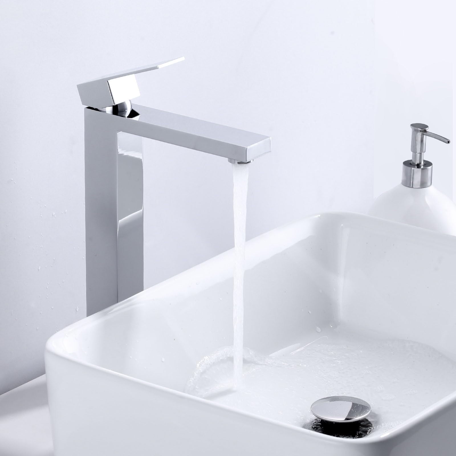 ARCORA Rubinetto da Lavabo Alto, Rubinetto in Acciaio Inossidabile 304, Rubinetteria con Regolazione Acqua Calda e Fredda, Aeratore Rimovibile, Cartuccia in Ceramica, per Lavandini Bagno, Cromo