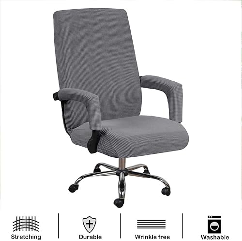 Miniatura 9 de VIENLOVE Fundas para sillas de oficina, mezcla de poliéster, suave, protector de muebles, funda elástica con fundas para brazos, con textura,