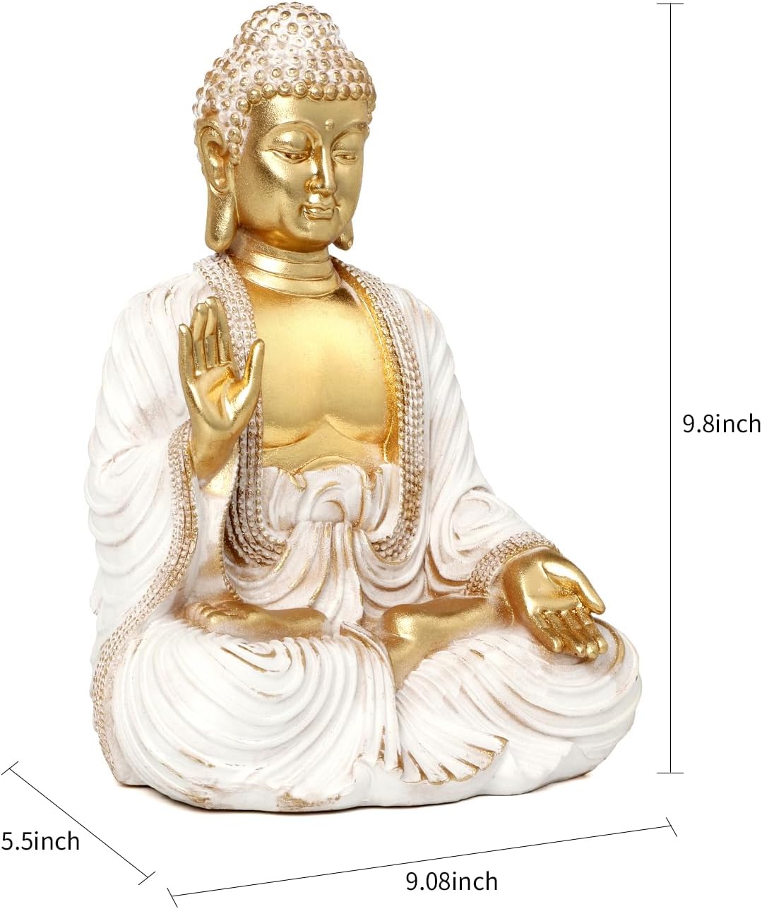 Buddha Statue Gold 9.8",Buddha Statues for Zen Decor Spiritual Relaxation,Meditation or Shrine- Decor -Buda– Indoor Buddha Gift for Living Room Table Office Home Decor