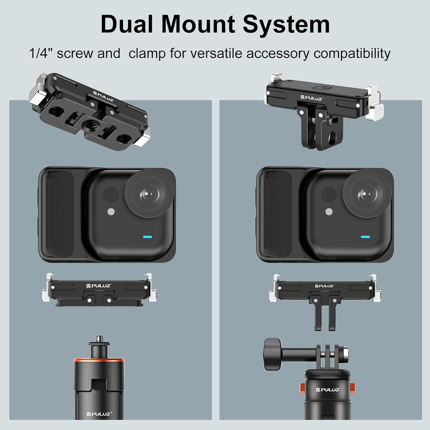 PULUZ Magnetic Quick Release Mount for Insta360 GO Ultra, Aluminum Alloy Base with 1/4 Inch Screw, Universal Quick Release Camera Mount for Action Camera Accessories