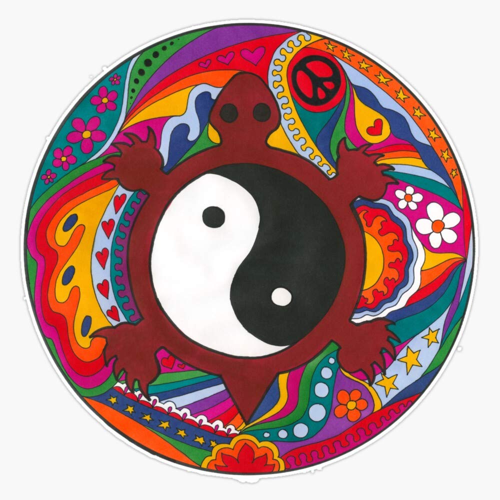 Psychedelic Turtle Yin Yang Vinyl Waterproof Sticker Decal Car Laptop Wall Window Bumper Sticker 5