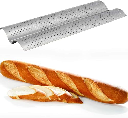 Miniatura 6 de UPKOCH Molde para hornear pan francés perforado antiadherente, para hornear, tostar, cocinar, panadero, moldeo, tostadora, ollas, bandeja de acero