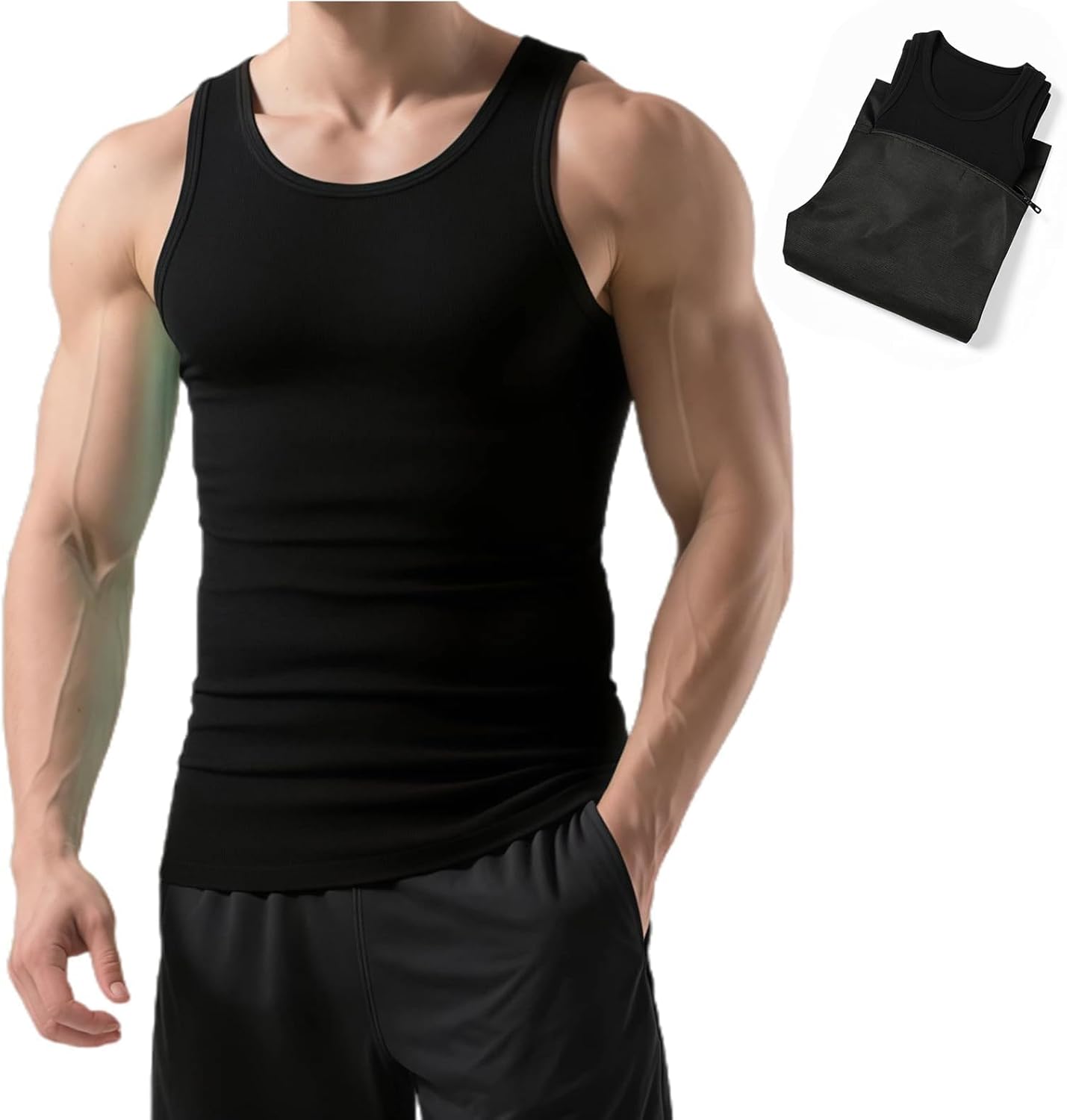 TrailTech Men's Ribbed Tank Tops Knit Casual Sleeveless Workout Muscle T Shirt Gym Undershirts Beach Tank