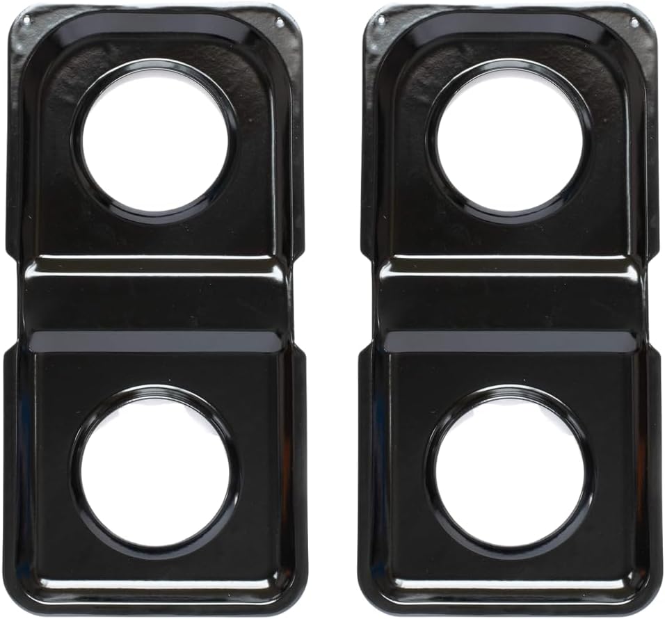 Range Kleen 1-Piece Drip Pan, Style K fits rectangle burner Gas Ranges Amana, GE, Hotpoint, Kenmore, Magic Chef, Maytag, Black Porcelain