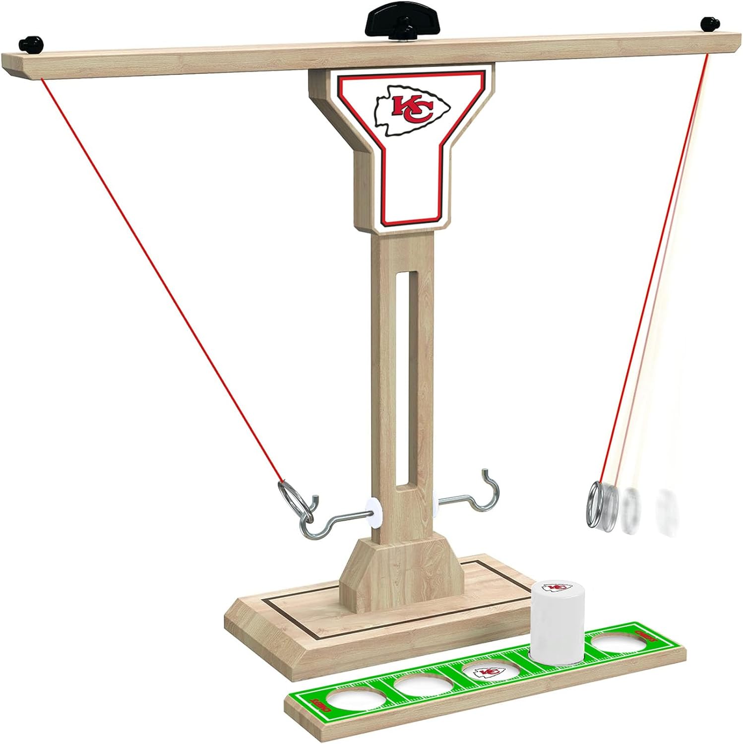 Wild Sports NFL Kansas City Chiefs Wooden Ring Swing Battle - Head-to-Head Ring Toss Hook & Ring Game for NFL Fans
