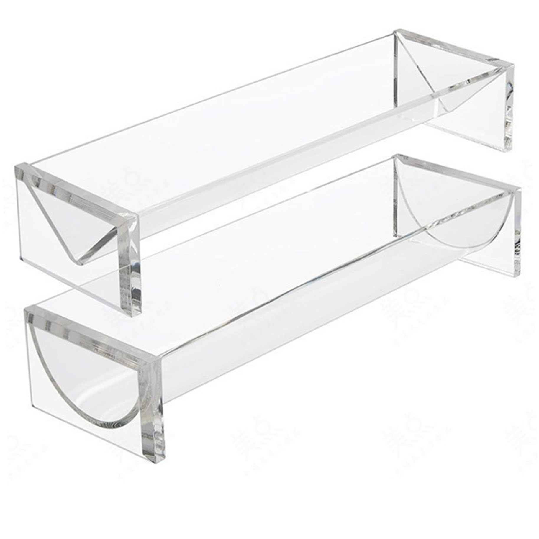 Transparent Acrylic Serving Tray Rectangle 2Pcs – U & V Shaped Macaron Display Cracker Tray for Home Party Food Display, 9x3