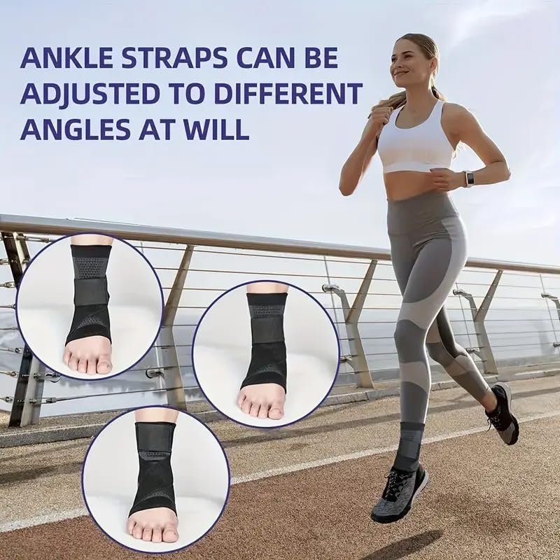 Ankle Brace Compression Support Sleeve with Adjustable Strap Men & Women For Injury Recovery Joint Pain Relief & Sports Protection 2 pcs (Green-1pc, L)