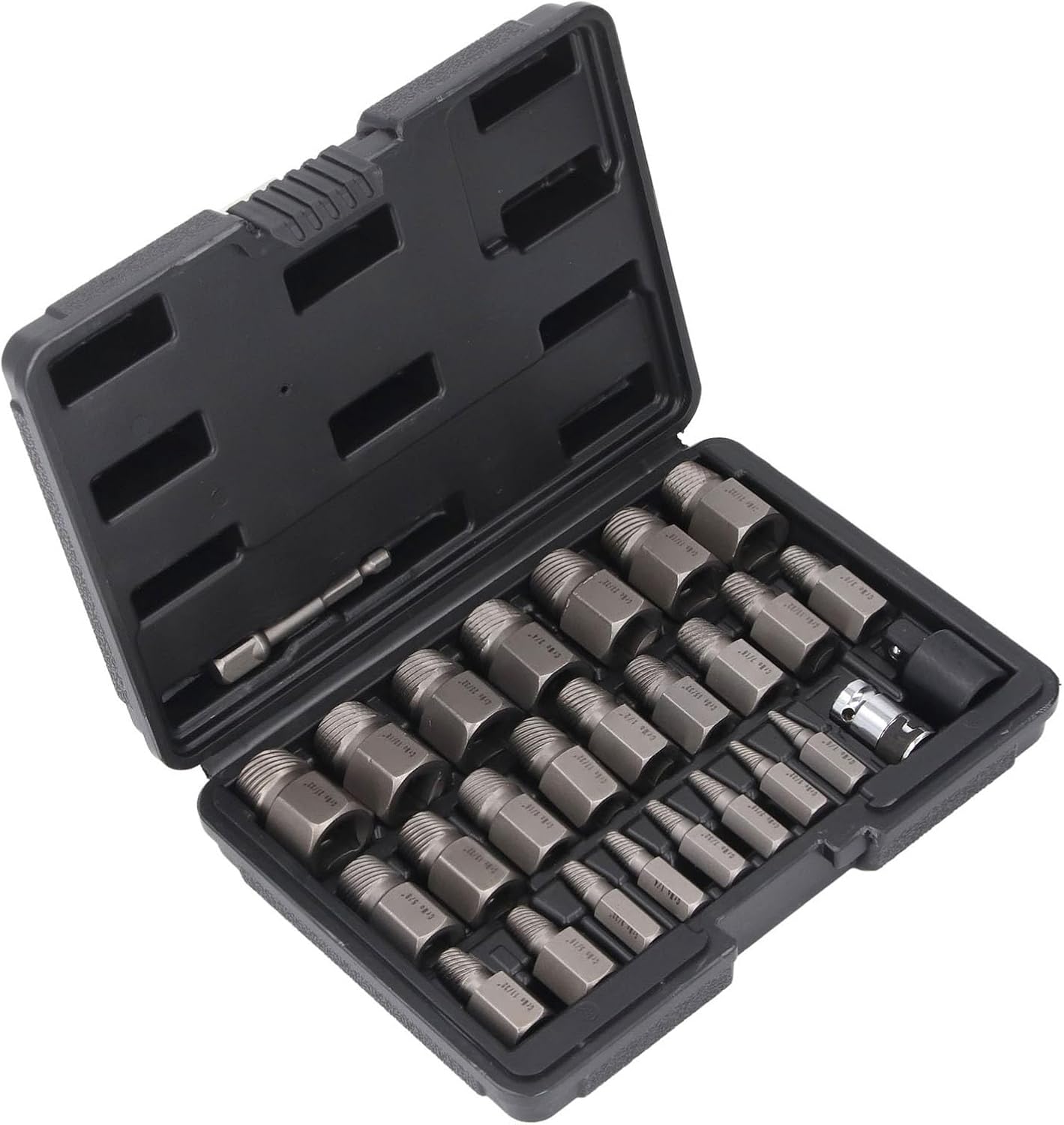 26PCS Bolt Extractor Kit Double Ended Design 3/ Drive Hex Easy Out Bolt Extractor Stripped Screw Remover Kit Socket Set for Removing Rusted Frozen Broken Studs