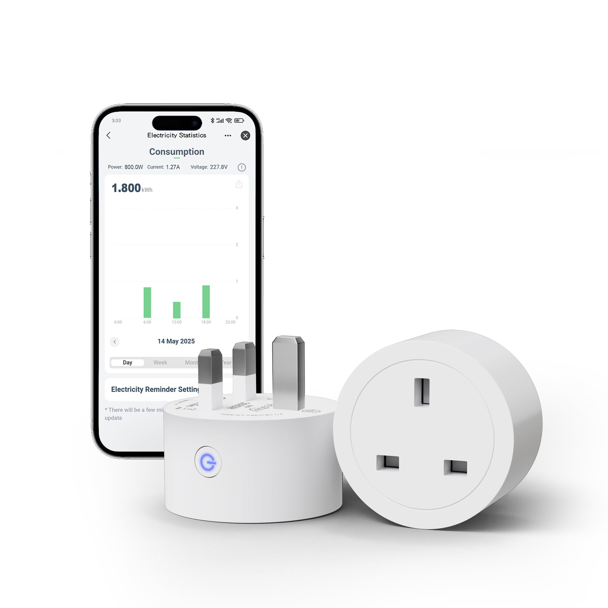 ECOBAY Matter Smart Plug 2 Pack, 16A/3680W Smart Socket, WiFi Outlet with Energy Monitoring via Tuya App, Timer & Voice Control, Works with Alexa, Google Home, Apple HomeKit