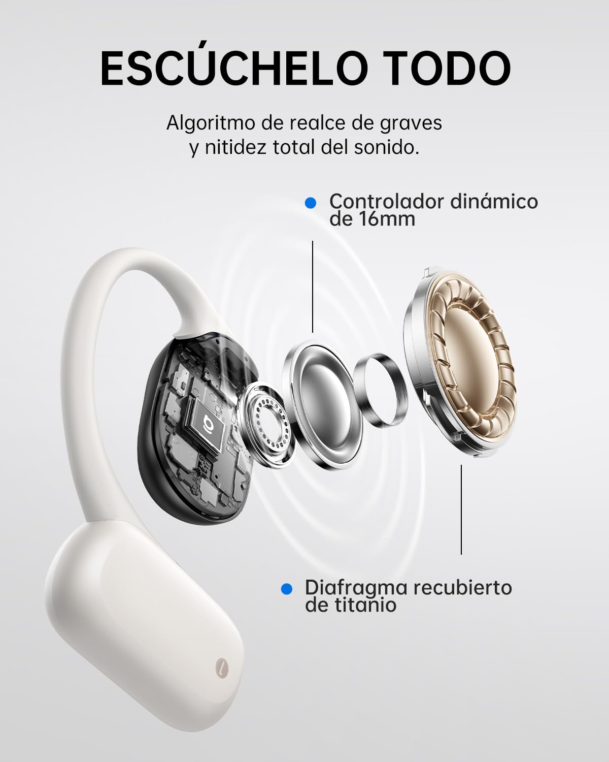 Baseus Bowie MF1 Auriculares Abiertos Bluetooth, Acústica Dirigida, Bajos Potentes, Ultraligeros, IPX4 Impermeables, Micrófonos ENC, Auriculares Inalámbricos Bluetooth 5.4 para Correr, Entrenamiento