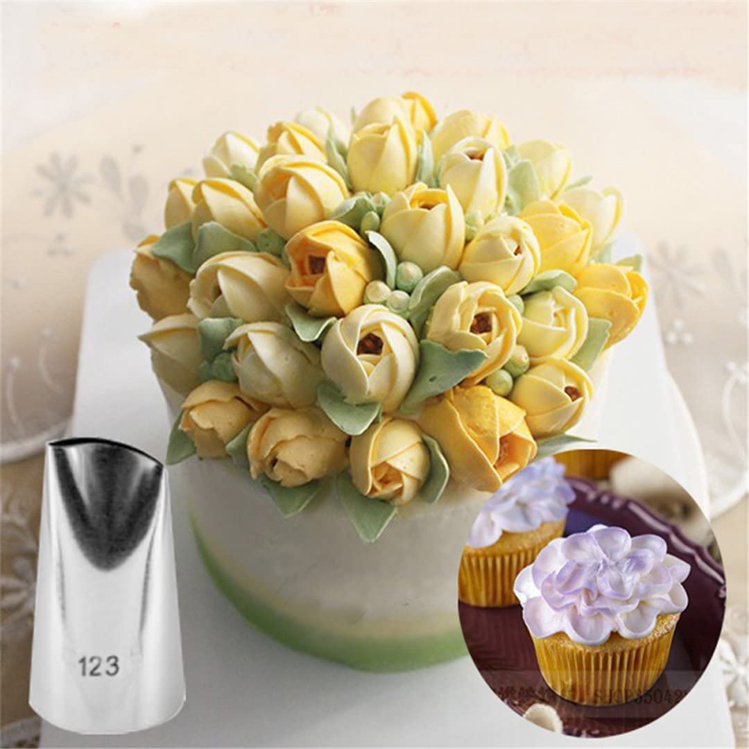 JasCherry 5 Pezzi Grande Petalo Bocchette Decorative per Pasticceria Rosa Beccucci in Acciaio per Cupcake - Bocchette Ugelli Fiori Set per Decorazione Torte #B