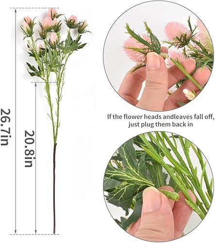 Miniatura 2 de HUIANER Flores artificiales de cardo en aerosol, 2 unidades, flores artificiales de eryngium de tacto real, flores artificiales de acebo de mar para