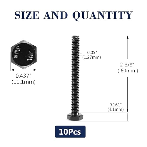 Miniatura 31 de Tornillo de cabeza hexagonal de 5/16-18 x 1/2 pulgadas, tuercas, arandelas planas y de bloqueo, 20 piezas de acero inoxidable 18-8 (304), totalmente