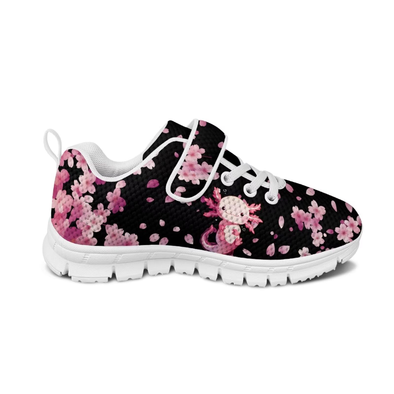 Cugasmaru Axolotl Sneakers Girl Gym Shoes Kids Shoes Floral Sneakers for Little Girls Size 12.5 Pink Tennis Shoes for School Child Preschool Gifts
