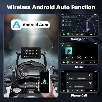 Motorcycle Carplay Screen for Yamaha Majesty 400 2004-2016, Motorbike Portable Car Stereo, 5 Inch IP67 Waterproof HD Touchscreen, Dual Bluetooth, B-Tire pressure present