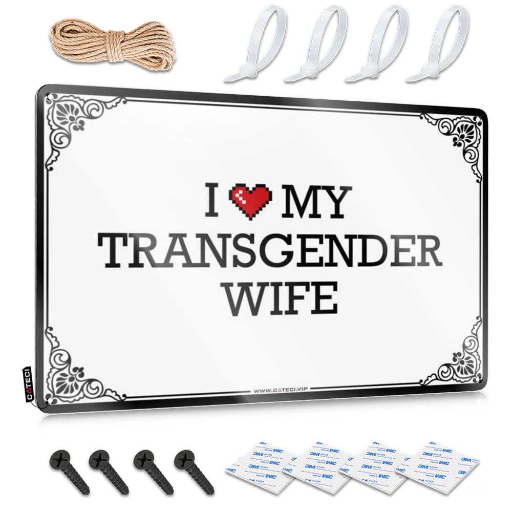 Fzfn Colour Wall Signs Reusable Simple I Love My Transgender Wife For Campers - Retro Customizable(30X40cm)