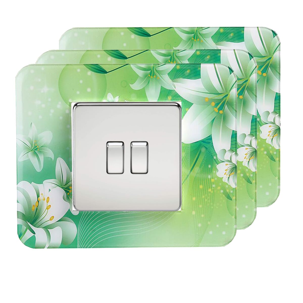 3 Pack Acrylic Light Switch Surround, Light Socket Surround, Green Light Switch Sticker Finger Plate