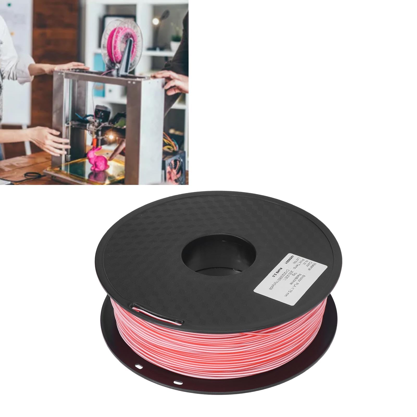 Filament do drukarki 3D 1,75 mm czerwono-biały dwukolorowy żarnik PLA wysokiej jakości materiał do drukowania dla modeli DIY i entuzjastów druku 3D