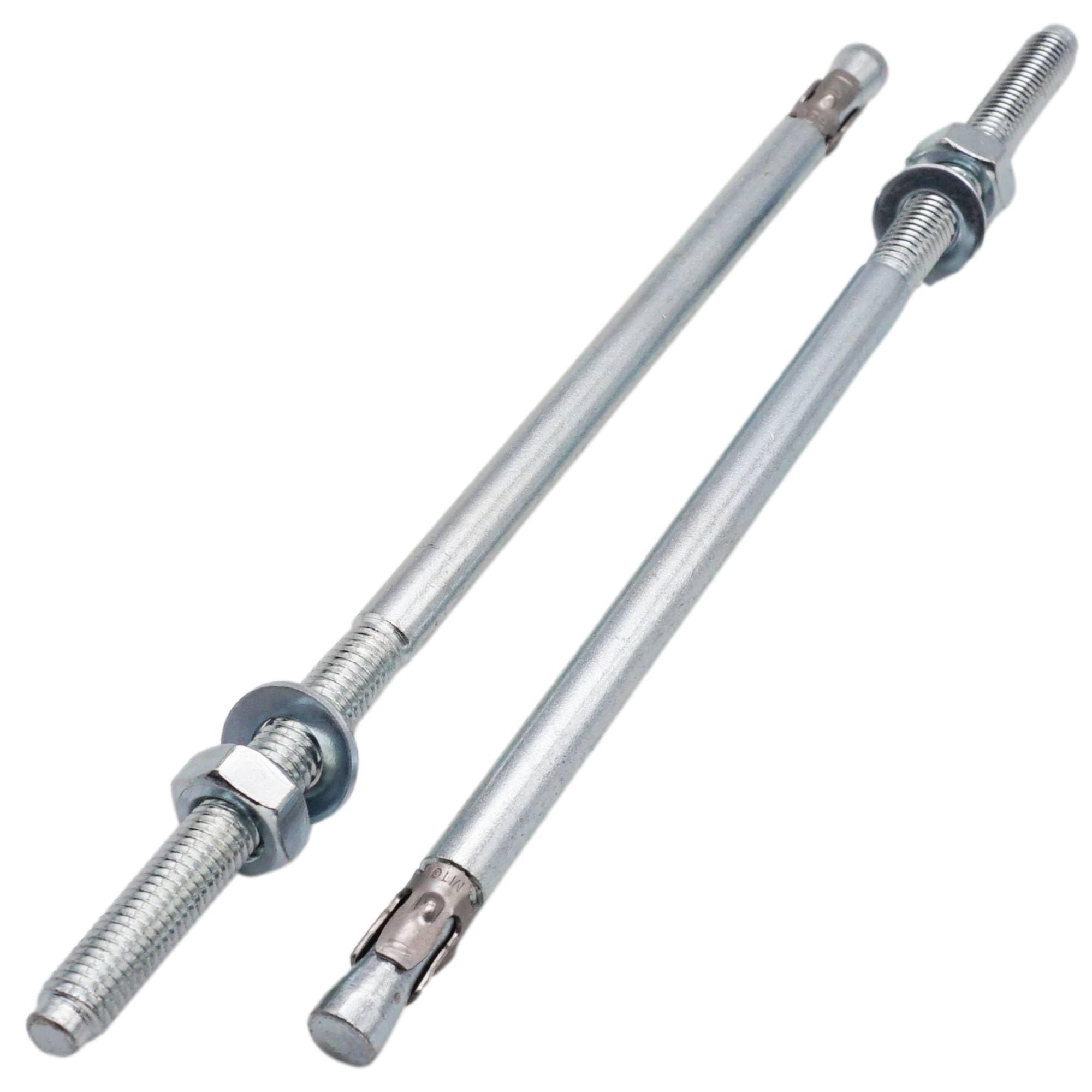Skir'co (4 Pcs) Zinc Plated Wedge Anchors M10 X 250 Mm, Metal Dowels, Anchor Bolt, Masonry Anchors, Concrete Anchor