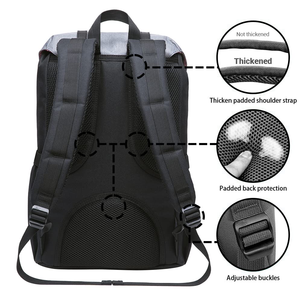 KAUKKO Mochila Tipo Casual de Hombre y Mujer para Portátil para Escuela, Viajes o Senderismo Mini tamaño Negro y Gris