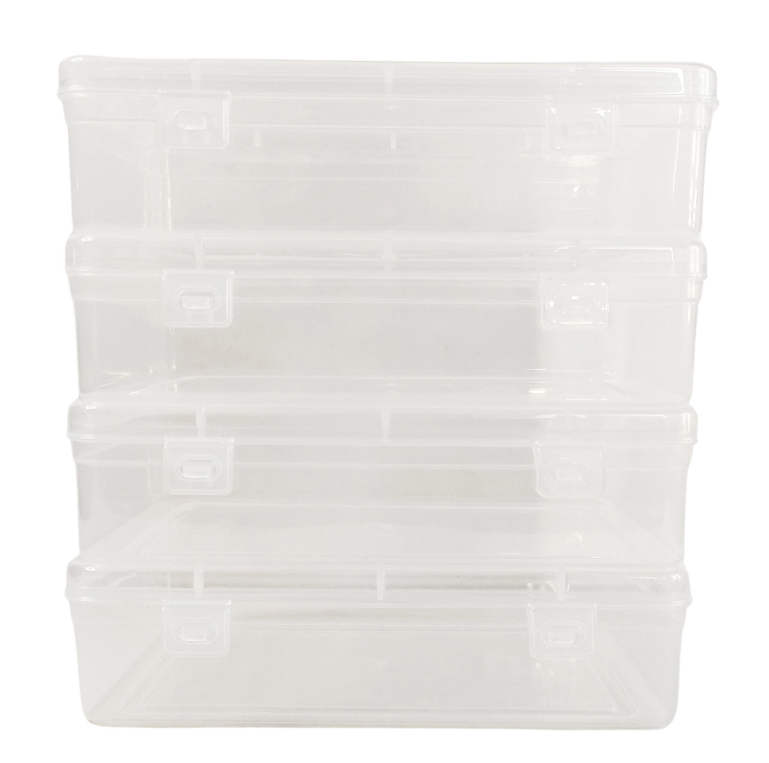 Feliz Clear Plastic Medium Storage Boxes Size 7.25 x 4.75 x 1.75 inches (Set of 4)-image-29