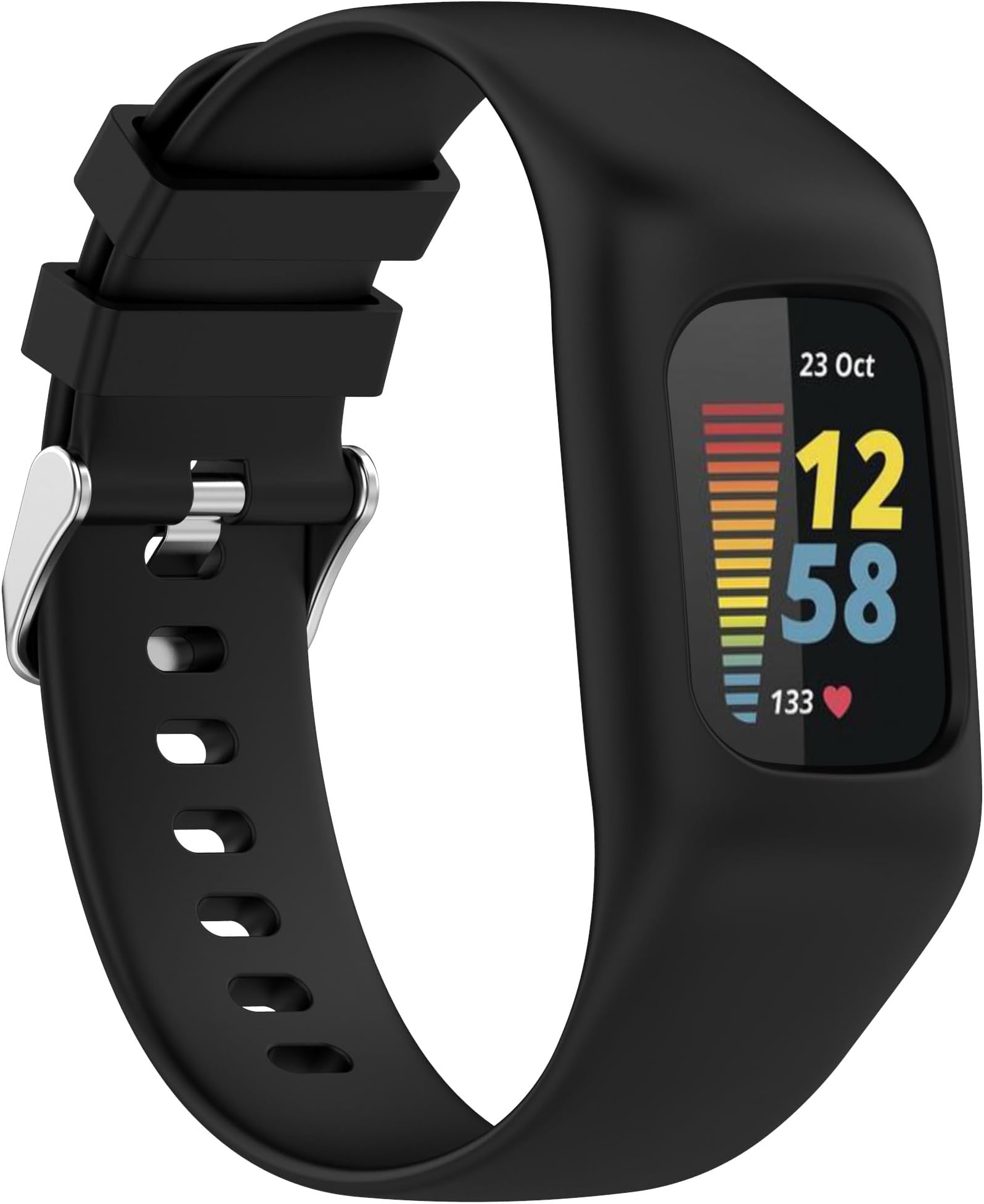 One-Piece Silicone Band Compatible with Fitbit Charge 6 / Charge 5 / Charge 3 /Charge 4, Protective Replacement Strap with Metal Buckle, No Connector Needed, Raised Bezel