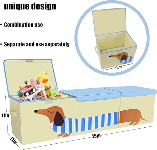 Miniatura 2 de ASKETAM Caja grande de juguetes para perros, lindo contenedor de almacenamiento de juguetes con tapa, caja de juguetes para decoración de habitación