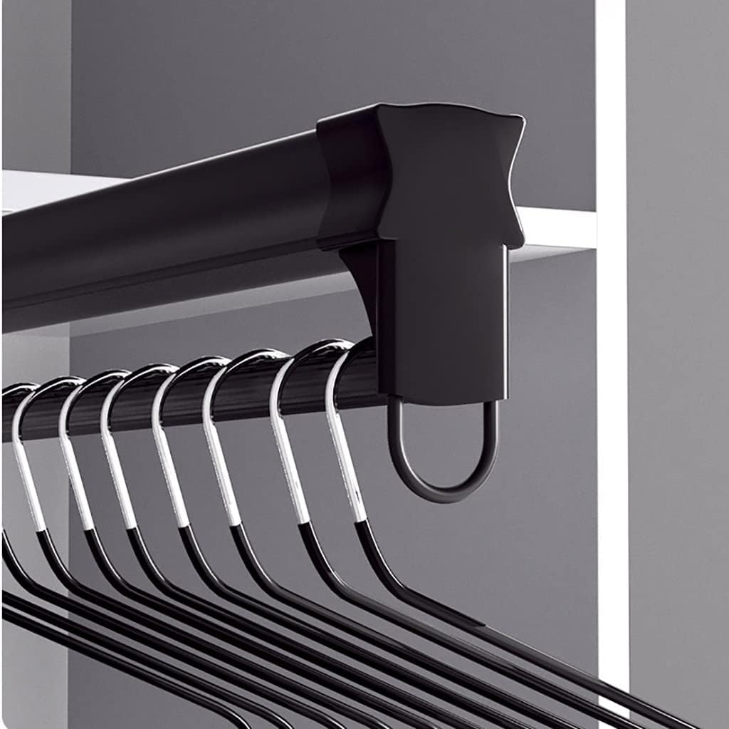 Adjustable Telescopic Closet Rod with Metal Base, Space-Saving Pull-Out Coat Rack for Laundry Room, Black Clothes Hanging Rod (26-61cm/22inch)