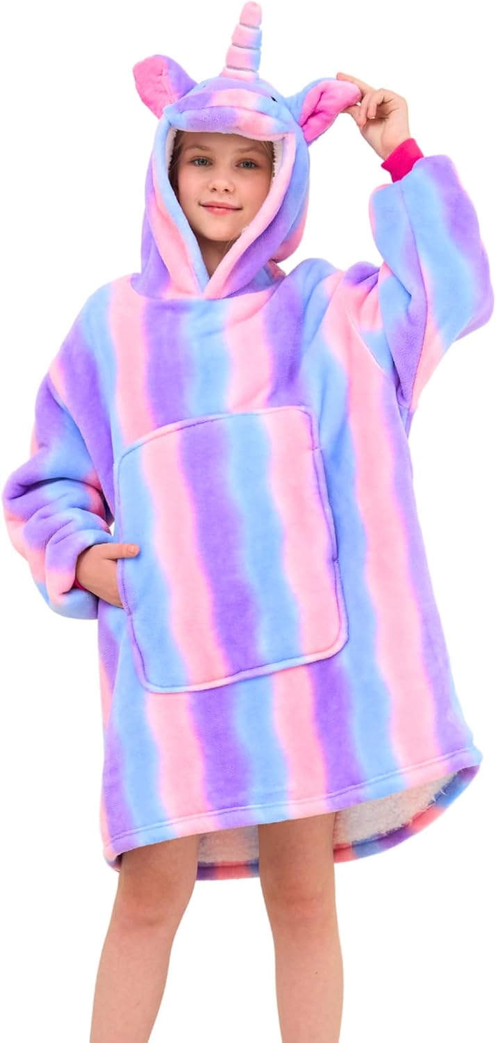 Unicorn Wearable Blanket Hoodie for Girls Unicorn Oversized Hoodie for Kids