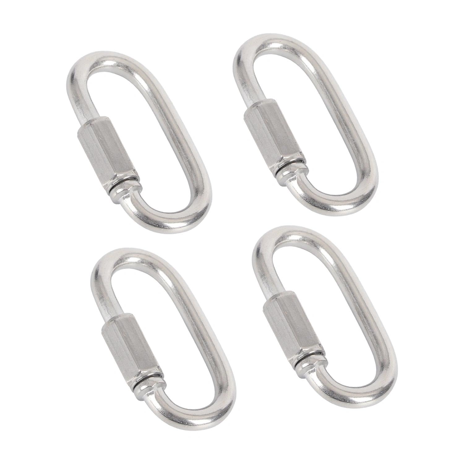 4 Unidades de Mosquetones de Seguridad de Acero Inoxidable con Cierre Rápido y Tornillo M4 - Grapas en Forma D de Gran Resistencia para Senderismo, Camping, Escalada y Equipo de Aire Libre.