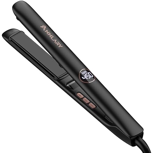 ANNLARY Hair Straightener 1 Inch Flat Iron and Curler 2 in 1