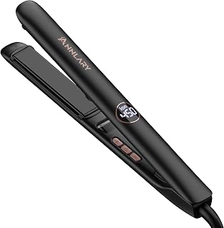 ANNLARY 2-in-1 1 Inch Hair Straightener & Curler Flat Iron, 15s Fast Heat Titanium Ceramic Ionic, Dual Voltage for All Hair Types