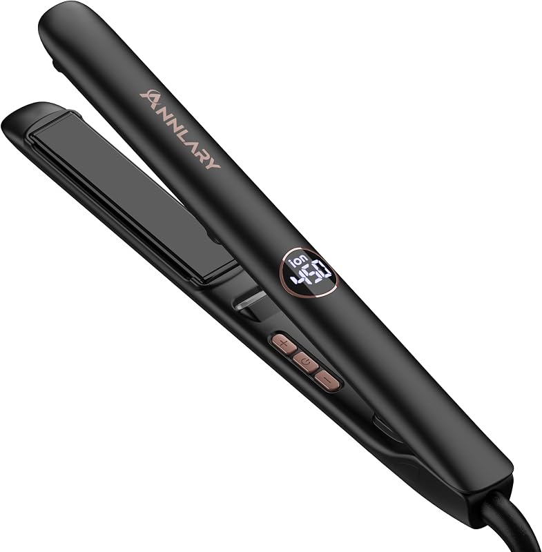 1 Inch Hair Straightener Flat Iron | 15s Fast Heating, Professional Titanium Ceramic Ionic Dual Voltage Straighteners for All Hair Types