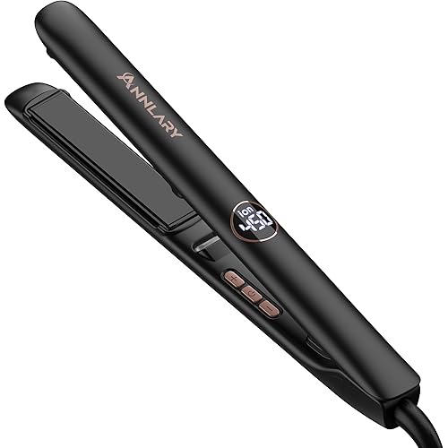 Hair Straightener 1 Inch Flat Iron and Curler 2 in 1, 15s Fast Heating, Professional Titanium Ceramic Ionic Dual Voltage Straighteners for All Hair Types