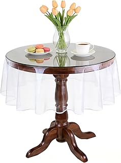 Transparente Tischdecke Runde, PVC Tischfolie Rund 152 cm Durchmesser, Durchsichtige Tischdecke Abwaschbar Wasserdicht Tisch Schutzfolie Fettdicht Tischdecke Schutz für Esstische Couchtische