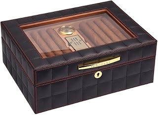 Humidors Barware High-end Leather Facing Cigar Case Cigar Mellow Imported Spanish Cedar Wood Cigar Cooking Dining