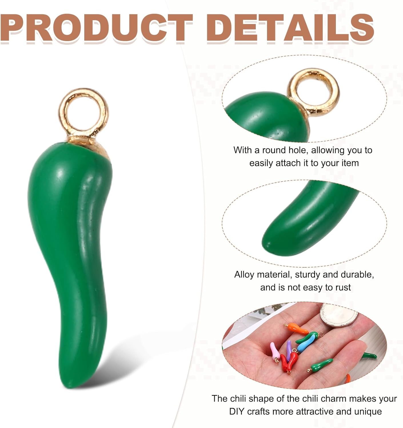 MECCANIXITY Chili Charm Alloy Enamel Pendant Vegetable Cute Bulk for Jewelry Making - Image 3